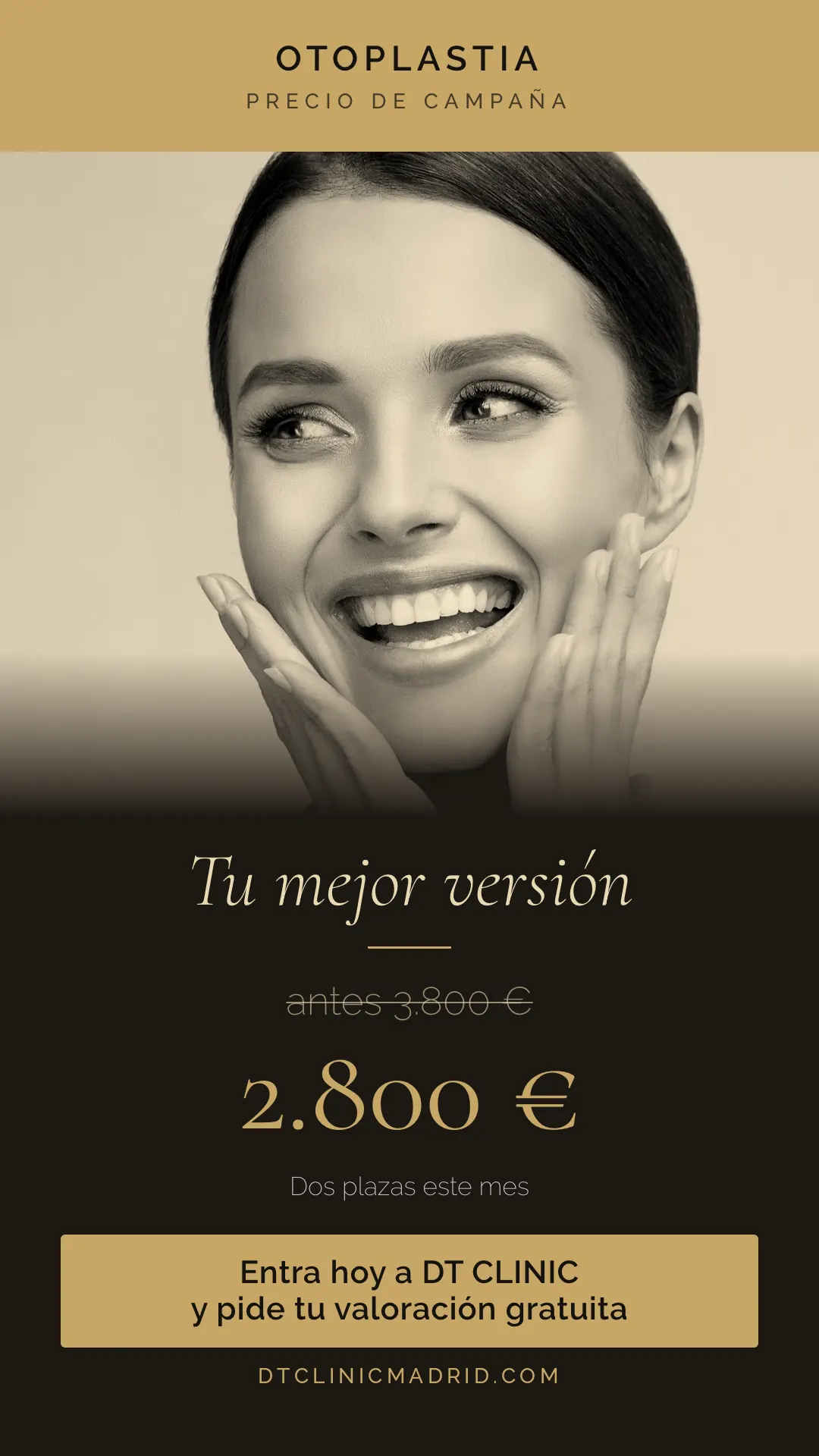 Anuncio de otoplastia en Madrid: 2.800 euros, antes 3.800 euros, en DT Clinic